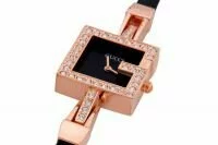 Женские наручные часы Gucci (Гучи) Dark Gold золотые со стразами