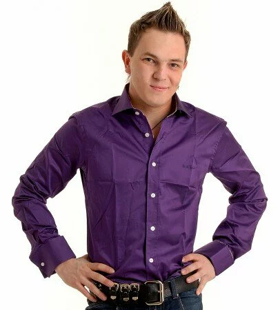 Мужская однотонная фиолетовая рубашка Paul Smith (Пол Смит) под запонки PureViolet ― Ваш любимый интернет-магазин Розовый Коkаин!