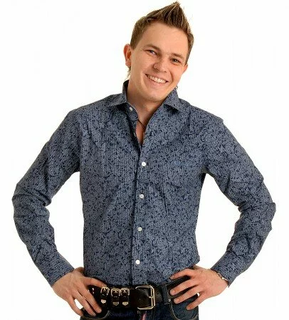 Мужская рубашка Paul Smith (Пол Смит) синяя с узорами в полоску Matrix ― Ваш любимый интернет-магазин Розовый Коkаин!